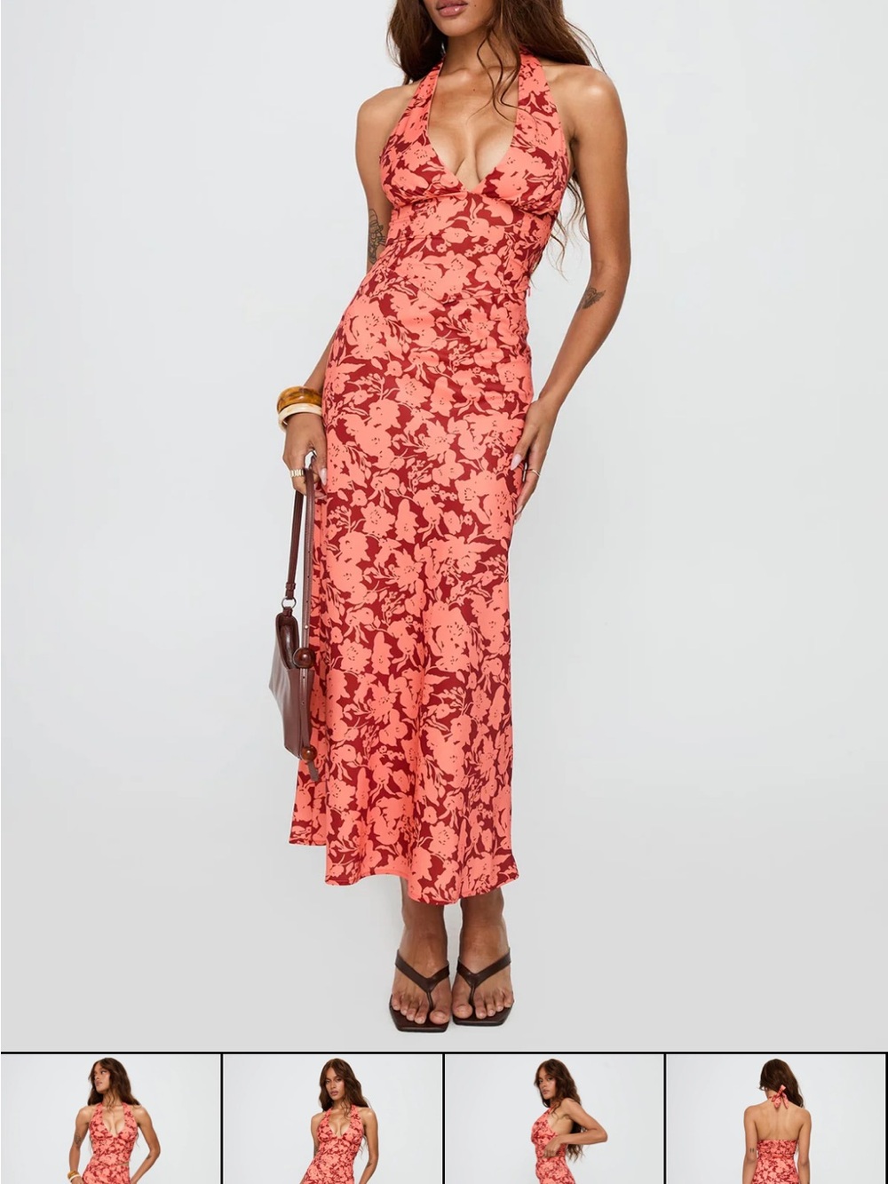Princess Polly Casablanca Halter Floral Top and Skirt Set Coral Pink